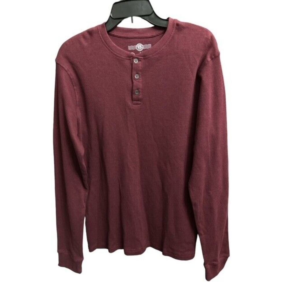 Brooklyn's Best Small Henley Shirt Casual Sharp Burgundy Premium Quality Cotton